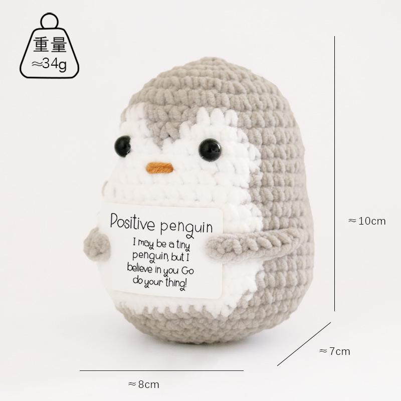 Funny Crochet Positive Inspirational Emotional Support Cat Doll Home Room Decoration Handmade Knitted Cat Desktop Ornament Gift