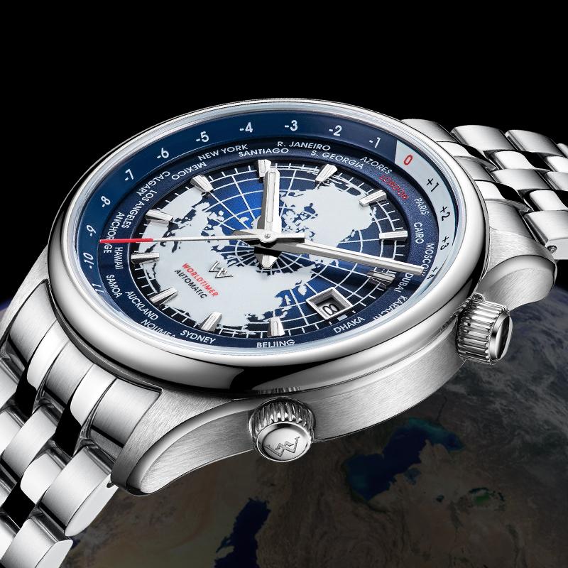 WM Watch Японские механические мужские часы с высококачественным сапфировым стеклом Мировое время Аутентичный бренд Welly мужские часы-WM057
