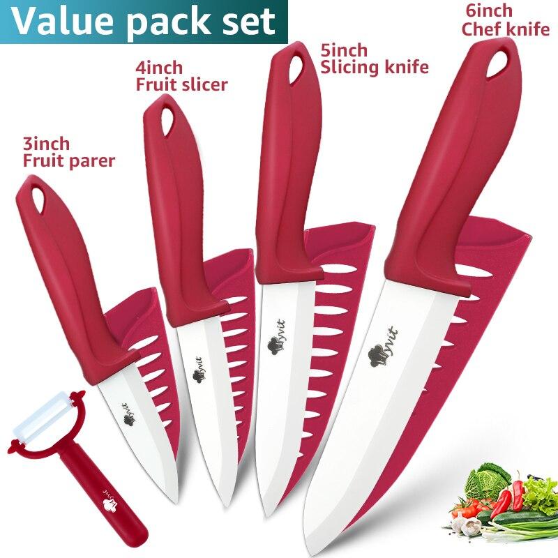 Ceramic Knife Set 3 4 5 6 Inch Kitchen Knife Set Fruit Vegetable Utility Slicing Zirconium White Blade Chef Knives
