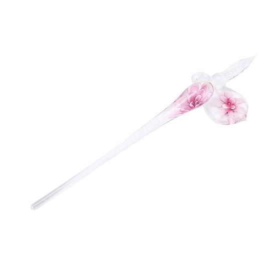 1 набор прозрачная перьевая ручка для макания со стеклянной ручкой для письма с цветком внутри, перьевая ручка для макания с искусственным кристаллом, подарок для студента