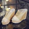 Fashion New Lace Slippers Thick Sole Platform Shoes Flat Wedge Platform Fish Mouth Sandals and Slippers Super High Heel Women's Shoes