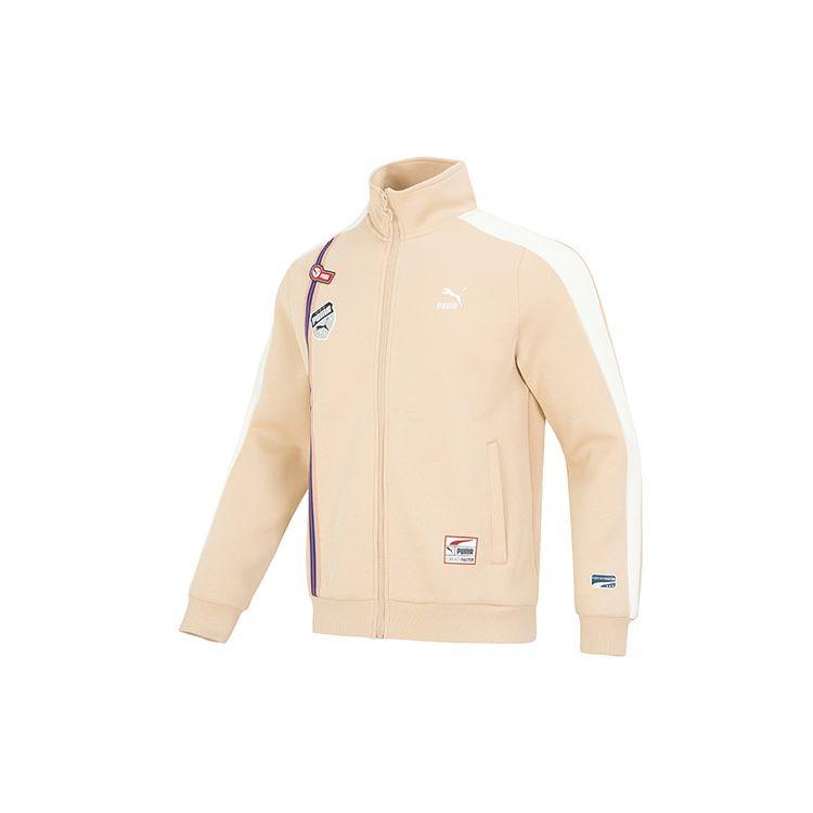 Puma Team Badge Zipper Jacket With Stand Collar Men Jackets Khaki 677375-67