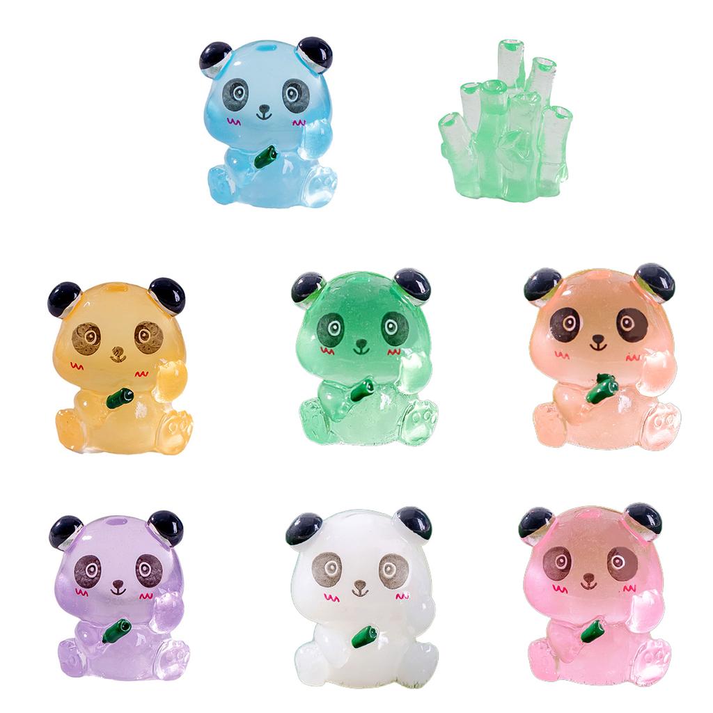10 шт. Светящиеся Панда Забавные Милые 3D Смола Сидящая Панда Микро Пейзажные Фигурки Миниатюрное Садовое Украшение DIY Ремесло