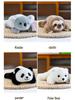 Adorable Three-Pose Animal Figurines: Plush Panda, Raccoon Doll, Desktop Companion
