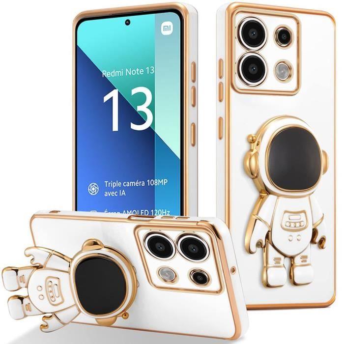 Coque Etui - E.F.CONNECTION - Pour Xiaomi Redmi Note 13 4G - Antichoc en Silicone - Support Astronaute - Blanc