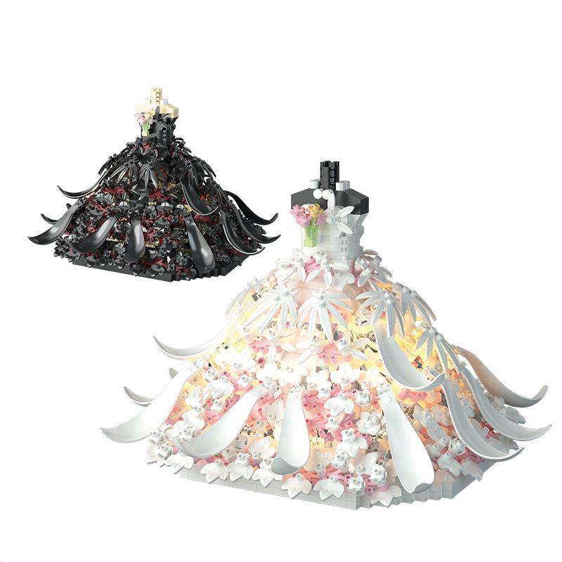 Совместимая Lego Белое Свадебное Платье Микро Алмазный Строительный Блок Фигурка Игрушка - Подарок для Девочек.