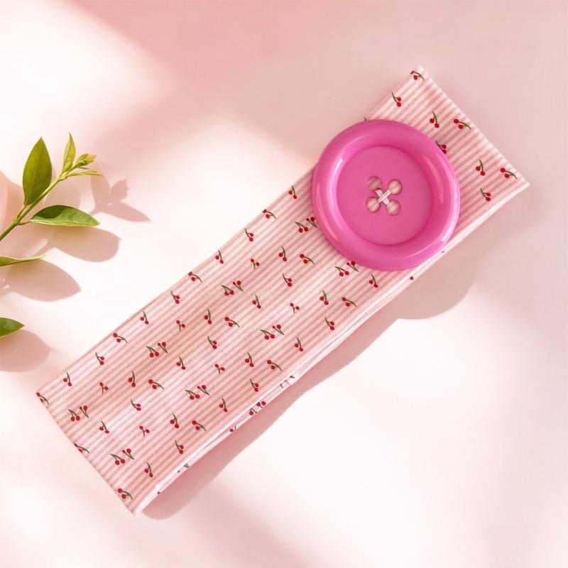 Retro Ins Style Cute Print Button Headband Fashion Women Y2K Sweet Cool Hair Accessories Cute Sweet Dating Hair Band