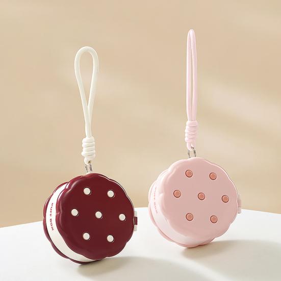 Круглая Пудреница Двухъярусная Разделение Влажного и Сухого Макияжа Чехол для Пуховки Портативный Органайзер для Спонжей Макияжа с Шнурком для Женщин Девочек Дорожное Хранение