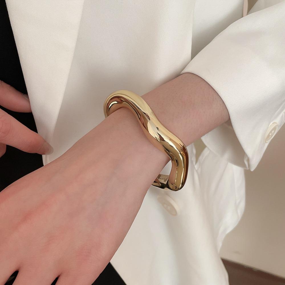 Gold Silver Cuff Bangles ABS Acrylic Exaggerated Bracelet Temperament Wide Open Bangle  Girls