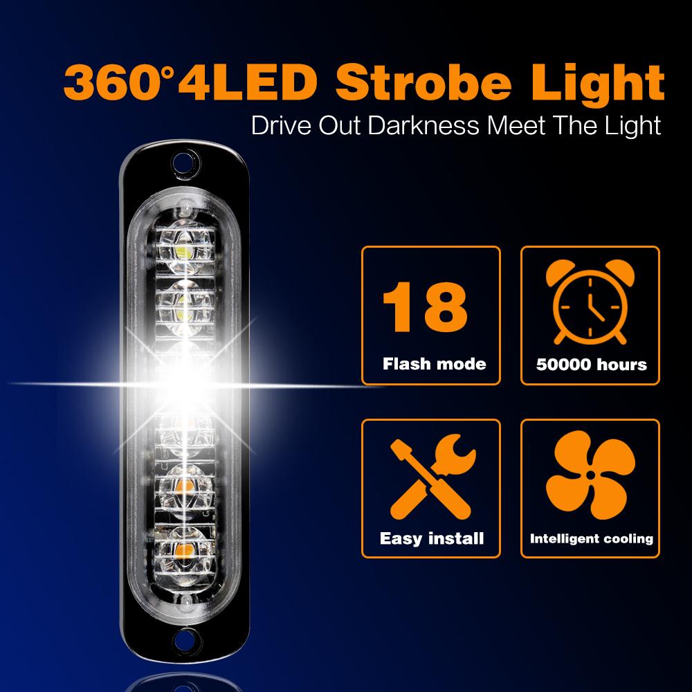 4LED 6LED Стробоскопический сигнальный свет Стробоскопическая мигающая световая панель Светофор Автомобильный свет Маяк для грузовика 12В 24В Белый Янтарный