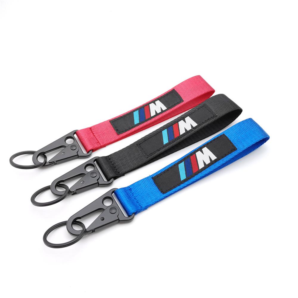 BMW Car Keychain Nylon Braided Wristband Red Black Blue Lanyard for M power e90 g26 e60 e46 f10 f30 e39 Car Accessories Gift cysh69