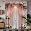 2 Pieces HD Digital Pink Color Simple Romantic Gentle Wind Curtains Home Decorating Style Decoration Living Room Bedroom Through