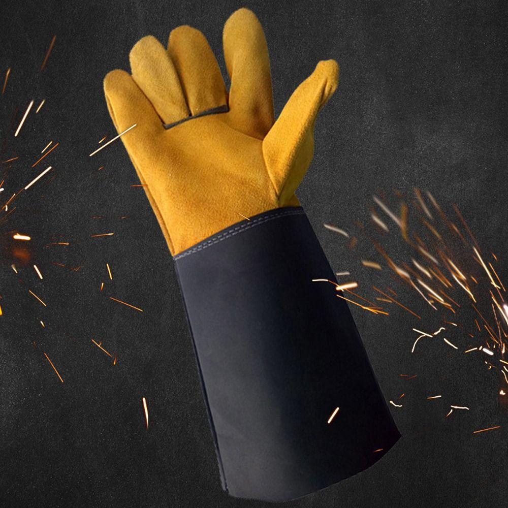Wear-resistant Cowhide Welding Gloves Fire Protection Welder Work Gloves  Safety Protection