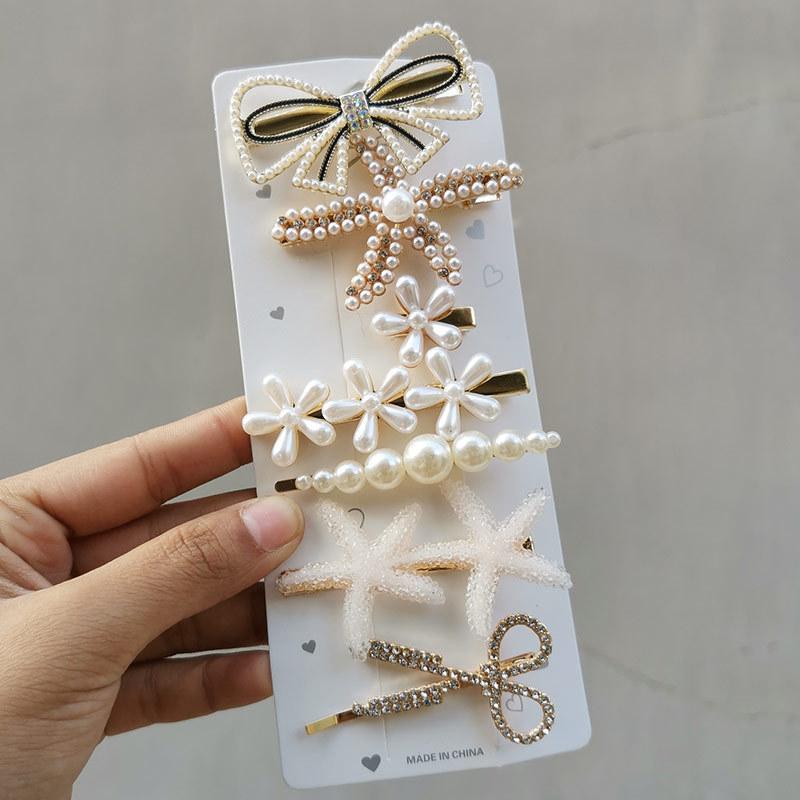 Новая мода 5/6/8 шт. набор жемчужная заколка для волос для женщин корейская заколка для волос с геометрическим рисунком и кристаллами заколки для волос для девочек аксессуары для волос для девочек