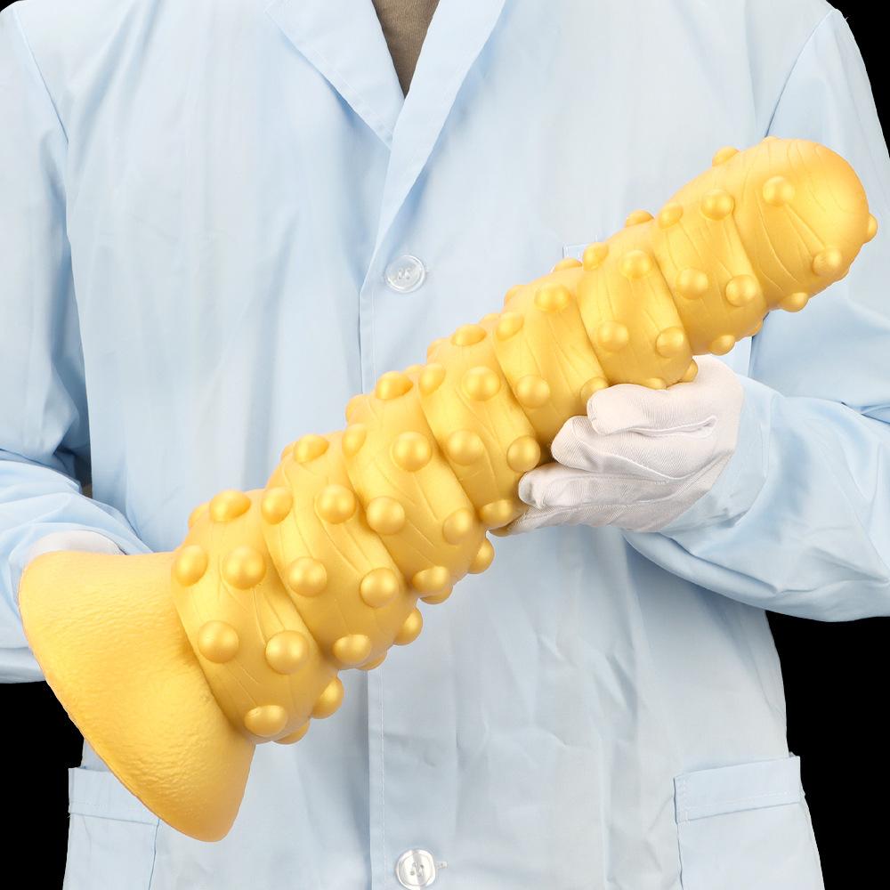 Golden Silicone Giant Suction Cup Large Anal Plug Oversized Thread Posterior Anal Canal