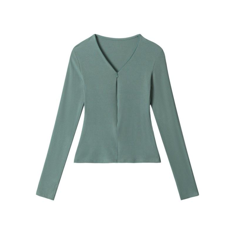 HeyHenry Womens Slim Fit V-Neck Long Sleeve T-Shirt Short Basic Top Daily Wear