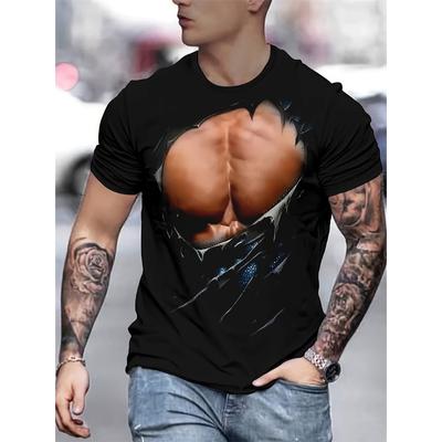 Летняя футболка с принтом 3D Fake Muscles, сексуальные футболки с рисунком мышц для мужчин, детские забавные уличные футболки, одежда на Хэллоуин