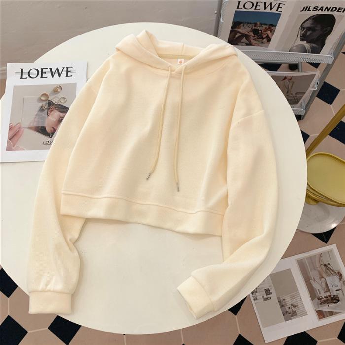 Women's Spring & Autumn Loose Hooded Sweatshirt, Korean Chic & Hong Kong Style, Trendy Short Jacket Top