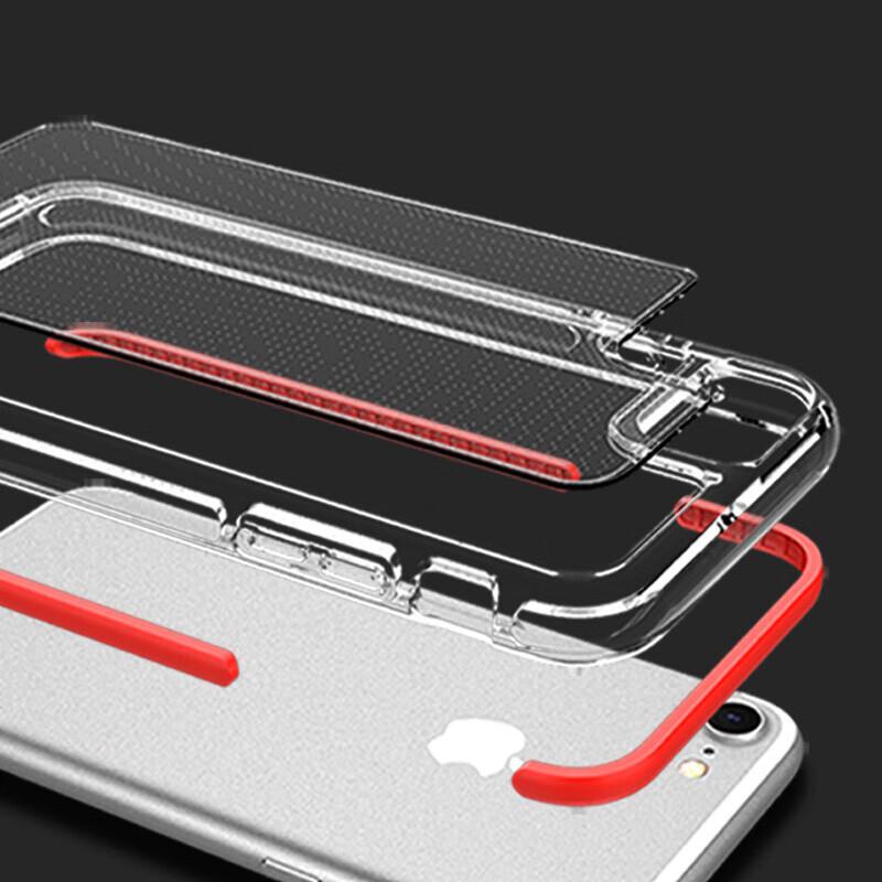 IPhone SE3 Case, IPhone SE2/7/8, Full Protection Shockproof D3O Colorful Dual-Color Precision Anti-Shock Frame Four Corners ES-78 China Red
