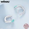 WOSTU Оригинальные ушные крючки из стерлингового серебра 925 пробы с зеленой звездой, пряжки для ушей с нано-камнем, ювелирные украшения для женщин, роскошный подарок для вечеринки