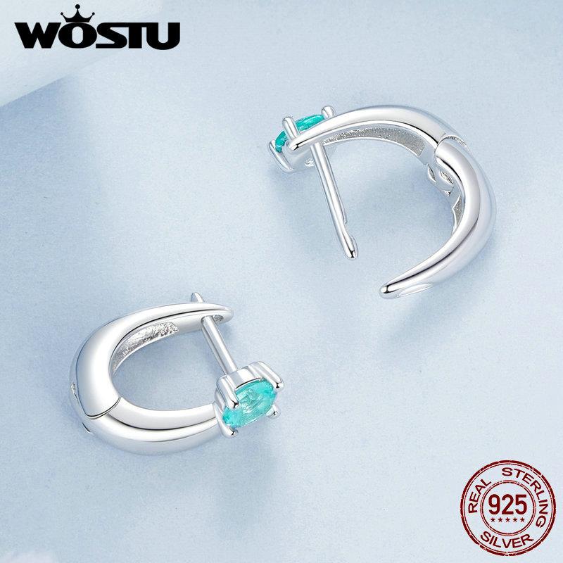 WOSTU Оригинальные ушные крючки из стерлингового серебра 925 пробы с зеленой звездой, пряжки для ушей с нано-камнем, ювелирные украшения для женщин, роскошный подарок для вечеринки