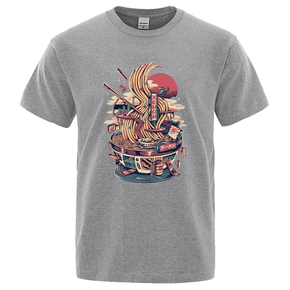 Мужские футболки с принтом «Япония Харадзюку Суши» Удобная одежда Винтажная футболка свободного покроя Мужская повседневная летняя футболка