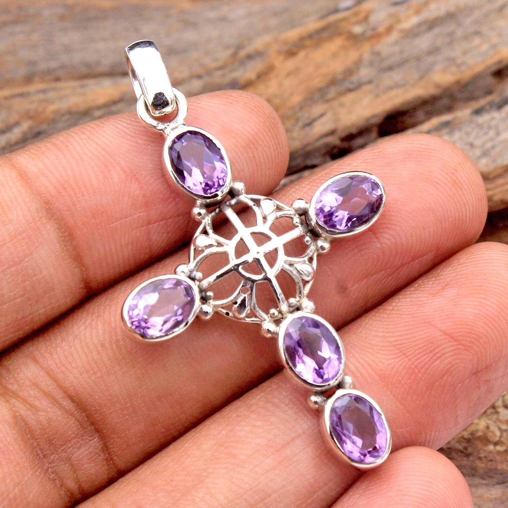 Ювелирные изделия ручной работы из стерлингового серебра 925 пробы, кулон Рейки, серебряный кулон с голубым топазом, кулон унисекс, кулон в виде креста, духовные украшения