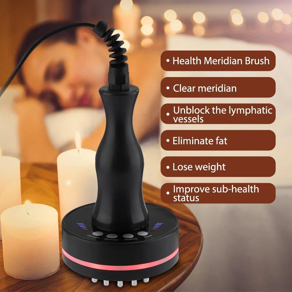 Electric Meridian Brush Massager Scraping Lymphatic Cupping Guasha Device Vibrate Anti Cellulite Massager Fat Burner Weight Loss