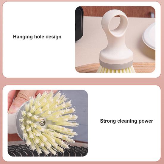 Cleaning Brush Round Head Comfort Handle Dense Bristles Kitchen Dishwashing Brush Tool Household Supplies