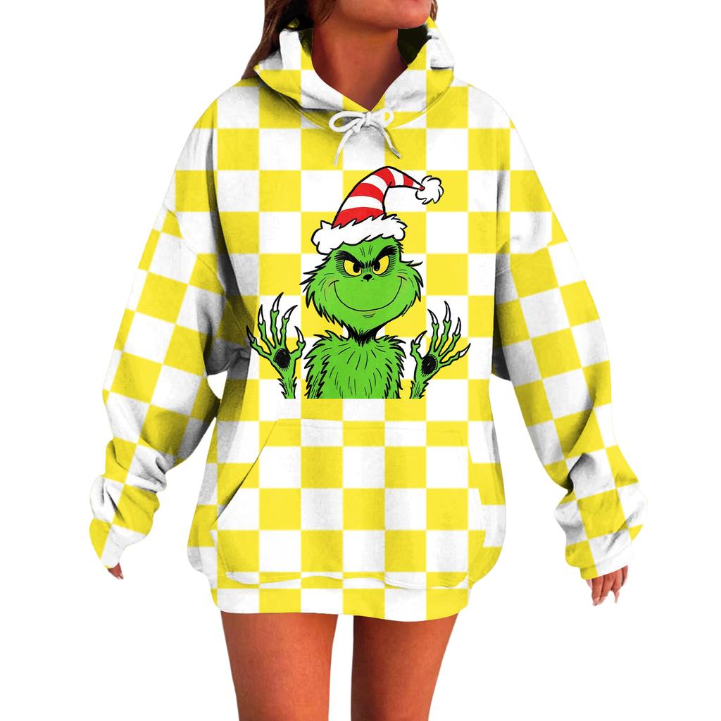 Ladies' Loose Comfortable Casual Fashionable Christmas Print Hooded Sweatshirt