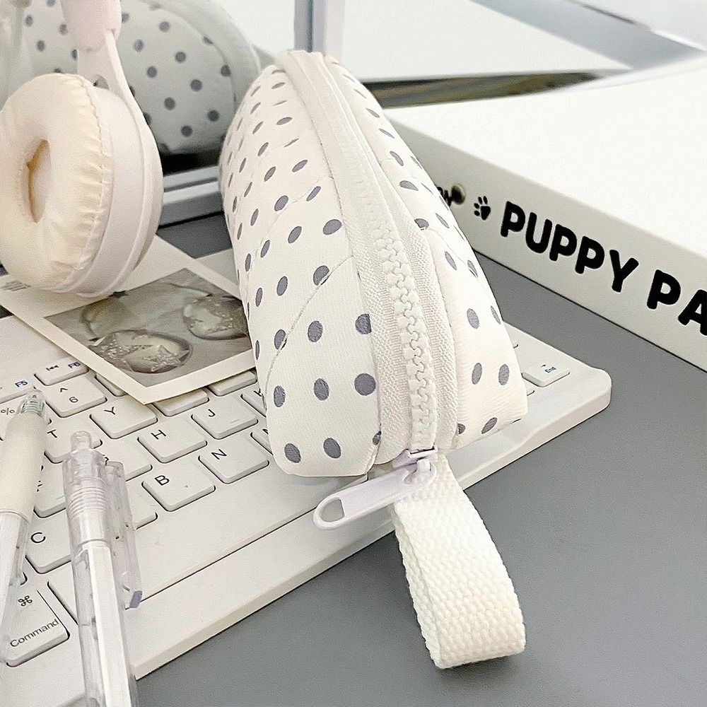 Polka Dot Design Pen Bag Portable Pencil Pouch Stationery Organizer  School Supplies
