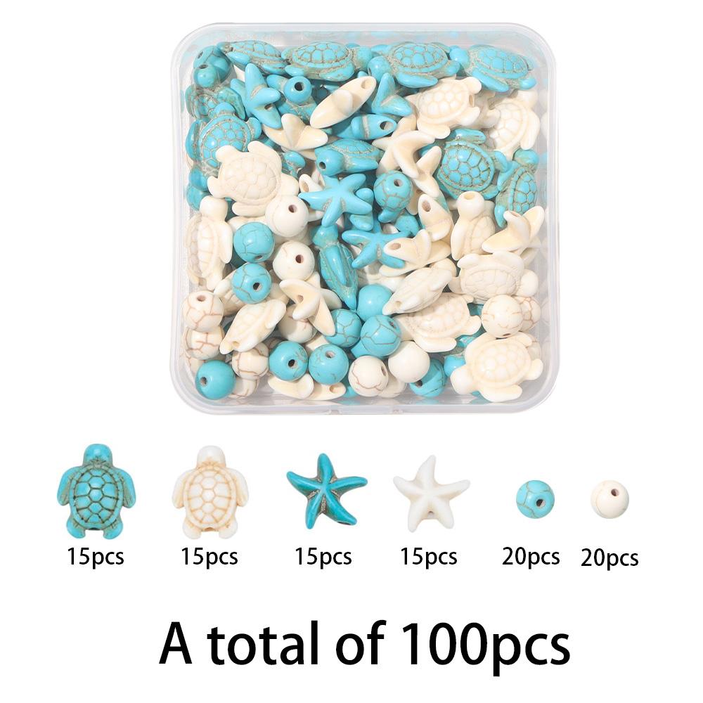 100 шт. бирюзового материала, набор для украшения бусин в виде черепахи, морской звезды, декоративные бусины, бусины с морскими животными, летние пляжные серьги-браслеты на лодыжку своими руками