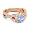 Moonstone Halo Accents Ring -925 Sterling Silver Rose Gold Vermeil