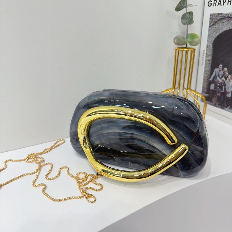 Модный классический круглый клатч-коробка вечерняя сумка акриловая сумка ретро металлическая ручка через плечо