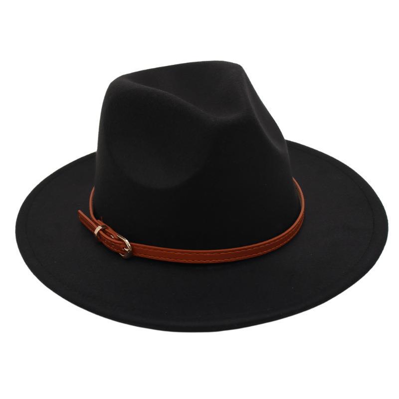 Пряжка для ремня Ностальгическая модель цилиндра Джазовая шляпа Мужская и женская Темпераментная фетровая шляпа Элегантная шерстяная шляпа