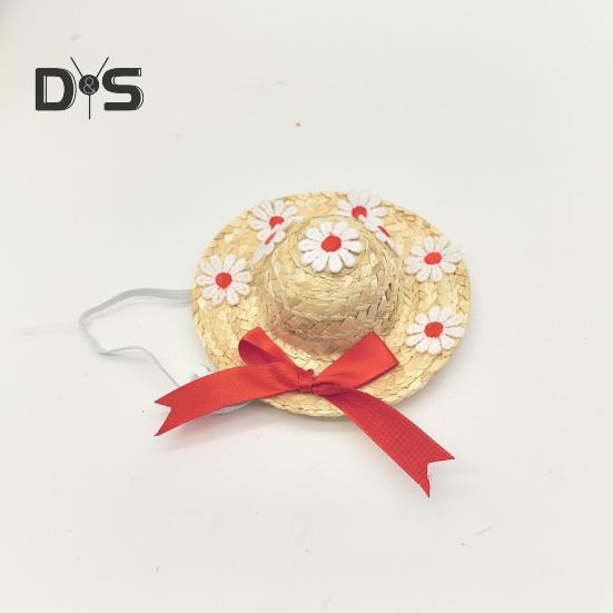 Мини-соломенные шляпы Миниатюрная соломенная шляпа ручной работы Вязаная ковбойская шляпа Кукольный домик Аксессуары для кукол Поделки Крыльцо Гусь