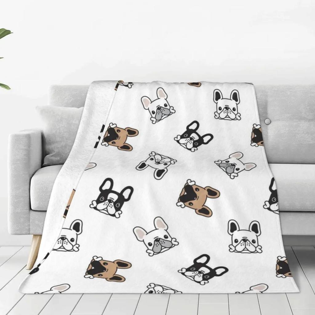 French Bulldog Dog Flannel Blankets Animal Warm Soft Bedding Throws for Couch Bed Travelling Colorful Bedspread Sofa Bed Cover