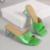 Модные летние новые грубые шлепанцы женские модные с квадратным носком с мелким вырезом противоскользящие износостойкие на высоком каблуке