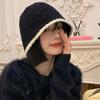 Милая зимняя эластичная мягкая контрастная кружевная толстая теплая шапка-рыбак вязаная шапка панама