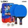 Original LOKI K5000 Table Tennis Rackets ITTF Approved Ping Pong Bats Set(2Racket,1Case,2Balls) with Blue Spnge RXTON1 Rubber