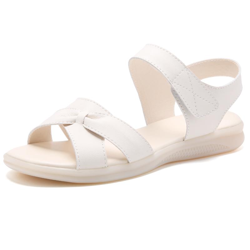 Женские коричневые сандалии, повседневные туфли на плоской подошве, простые сандалии с открытым носком для мамы