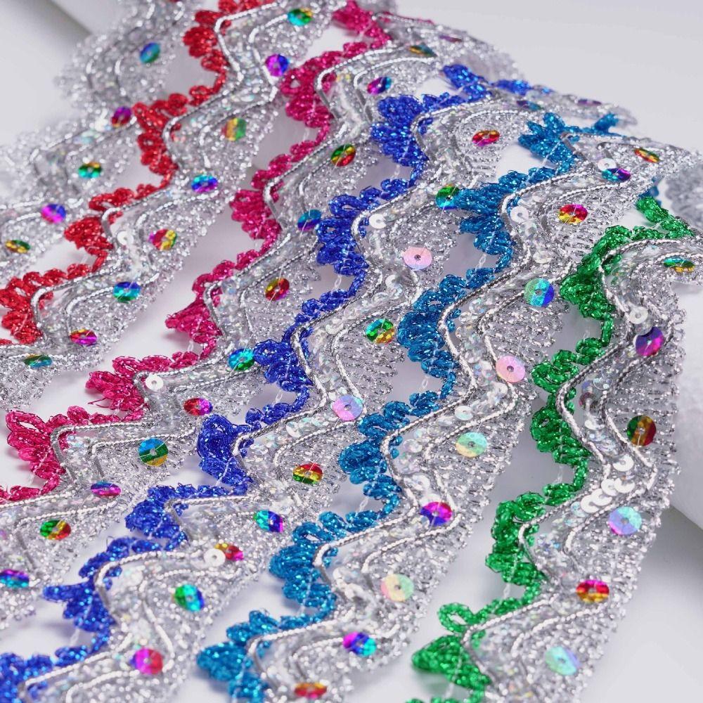 Big Wide Sequin Lace Trim 35mm Width Sewing Braided Lace Fabric Lace Trim For Clothes Accessory