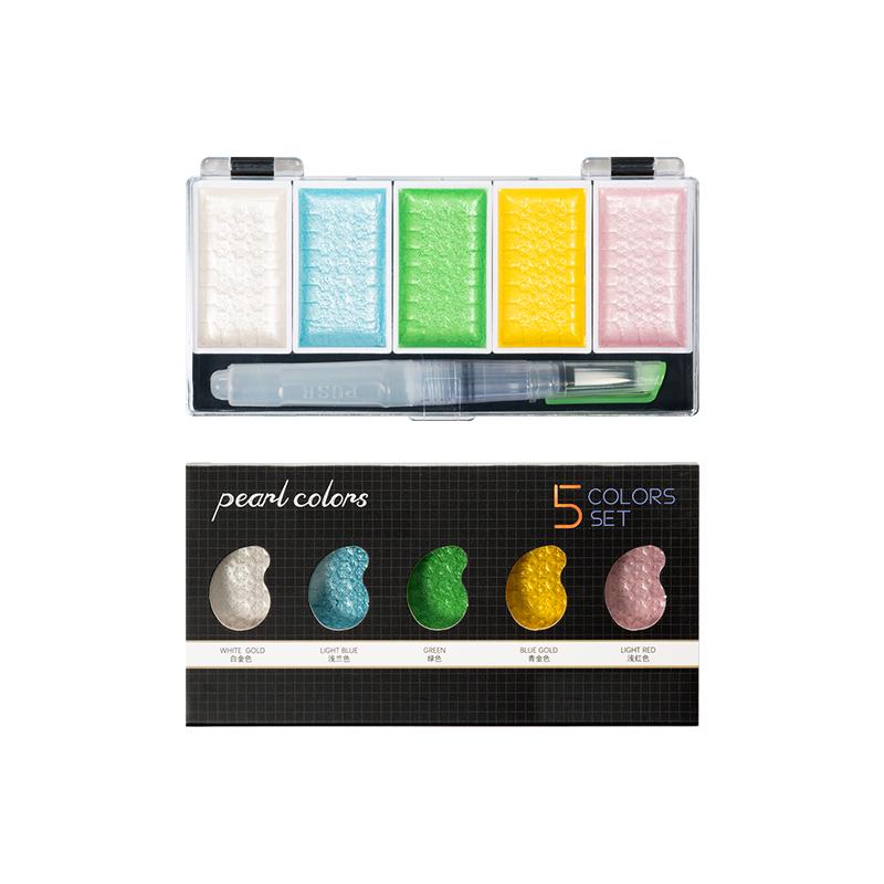 Премиум 5/8 цветов металлик золотой пигмент краски набор твердых акварельных красок с БЕСПЛАТНОЙ сменной водной кисточкой