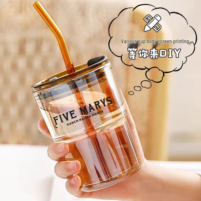 Bamboo Glass Cup: Versatile & High-Value Double-Walled Cup with Straw for Water, Coffee, & More - Premium Souvenir