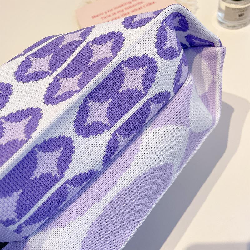 Вязаная сумка с геометрическим узором, женская мини-сумка на запястье с узлом, модные сумки, женские тканые сумки-шоппер, многоразовые повседневные сумки