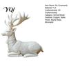 Holiday Home Furnishing 3D Printed Christmas Reindeer Figurine, Lying Down Deer Statue with Bell Elegant Antler Sculpture & Embossed Snowflake
