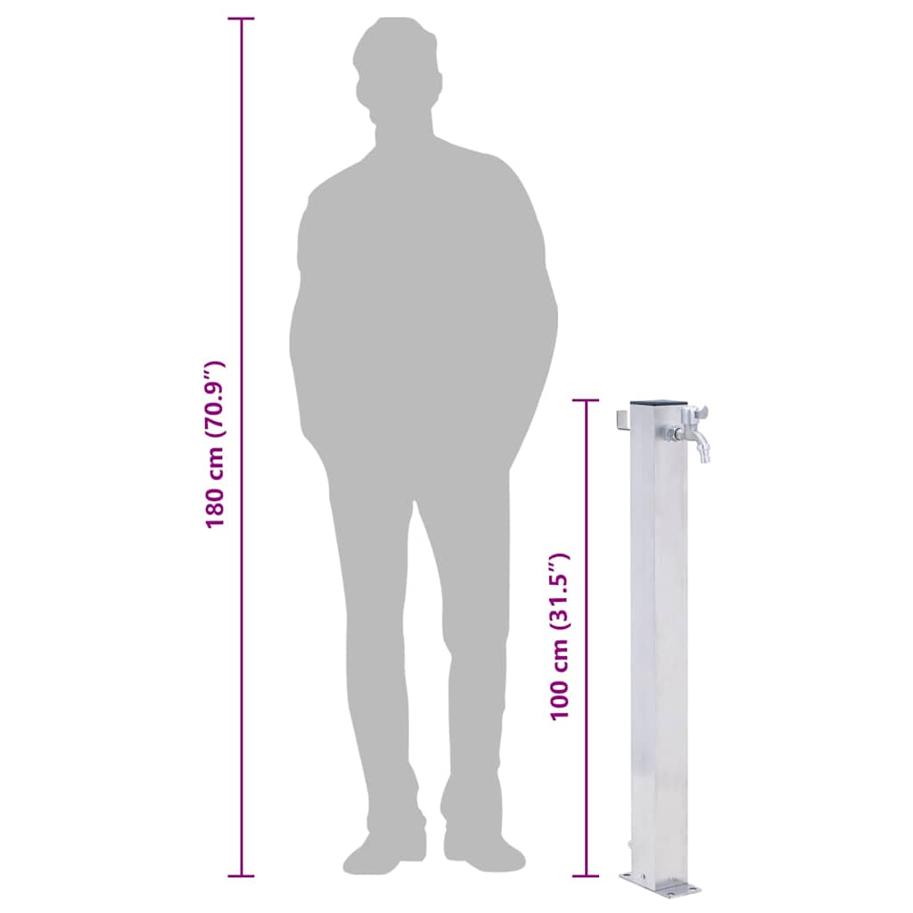 Garden Water Column 100 cm Stainless Steel Square
