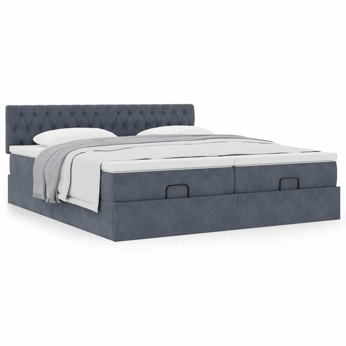 Maison Exclusive - Cadre de lit ottoman avec matelas gris foncé 160x200cm velours