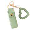 Lipstick Clip Keychain Pendant with Mirror Imitation Leather Lip Gloss Holder Heart-Shaped Pendant Alloy Key Ring