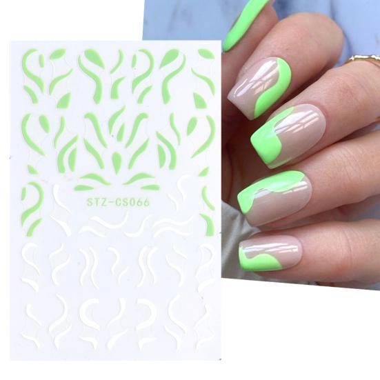 Nail Sticker French Style DIY Colorful Line Decal Powder 3D Transfer Slider for Manicure
